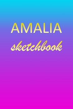 Amalia: Sketchbook | Blank Imaginative Sketch Book Paper | Pink Blue Gold Custom Letter A Personalized Cover | Teach & Practice Drawing for ... Doodle Pad | Create, Imagine & Learn to Draw