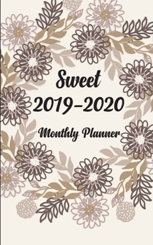 F4 Monthly Planner Elegant Gray Flowers Cover: Two Year - Monthly Calendar Planner 5 x 8’’ | 24 Months For Academic Agenda Schedule Organizer