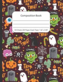 Composition Book Graph Paper, Halloween: Quad Rule (4x4) Graph Paper, Four Squares per Inch Journal Notebook for Math, Science, School, Home or Work