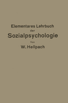 Paperback Elementares Lehrbuch Der Sozialpsychologie [German] Book