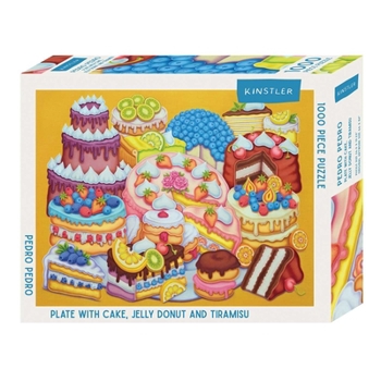 Hardcover Plate with Cake, Jelly Donut and Tiramisu: 1000 Piece Puzzle Book