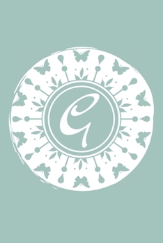 Paperback G: Initial G Monogram Notebook Journal Gift Pale blue Butterfly Circle design Book