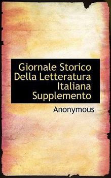 Paperback Giornale Storico Della Letteratura Italiana Supplemento Book