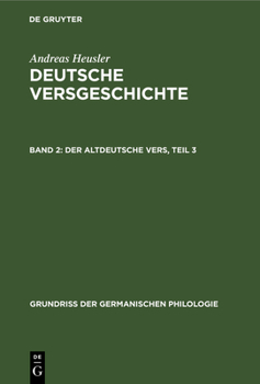 Hardcover Der Altdeutsche Vers, Teil 3 [German] Book