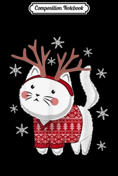 Composition Notebook: Ugly Christmas Sweater Cat Deer  Journal/Notebook Blank Lined Ruled 6x9 100 Pages