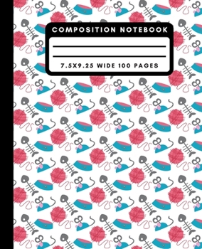 Composition Notebook: Cute Mice Yarn Fishbone Wide Ruled Notebook Lined School Journal 100 Pages 7.5 x 9.25