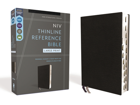 Bonded Leather Niv, Thinline Reference Bible (Deep Study at a Portable Size), Large Print, Bonded Leather, Black, Red Letter, Thumb Indexed, Comfort Print Book