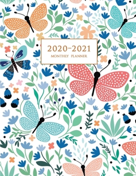 Paperback 2020-2021 Monthly Planner: Large Two Year Planner (Butterflies) Book