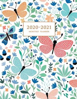 2020-2021 Monthly Planner: Large Two Year Planner (Butterflies)