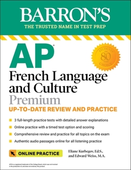 Paperback AP French Language and Culture Premium, 2023-2024: 3 Practice Tests + Comprehensive Review + Online Audio and Practice Book