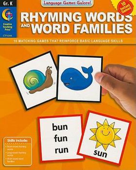 Paperback Rhyming Words and Word Families, Grade K Book