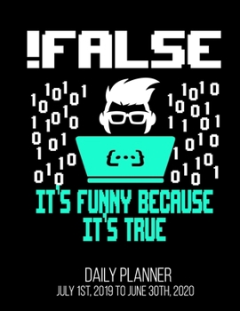 Paperback !False It's Funny Because It's True Daily Planner July 1st, 2019 To June 30th, 2020: Funny Aspiring Computer Programmer Software Engineer Daily Planne Book