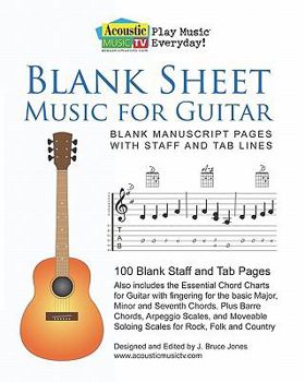 Paperback Blank Sheet Music for Guitar: Blank Manuscript Pages with Staff and Tab Lines, 100 Blank Staff and Tab Pages Book