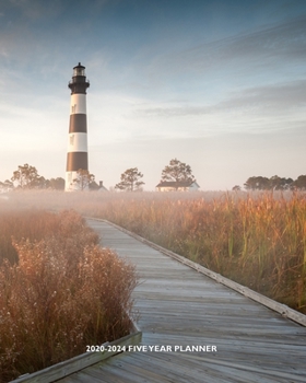 Paperback 2020-2024 Five Year Planner: Outer Banks Lighthouse - Bodie Island Light NC - 60 Month Calendar and Log Book - Business Team Time Management Plan - Book