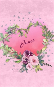 Janet: Personalized Small Journal | Gift Idea  for Women & Girls (Pink Floral Heart Wreath)