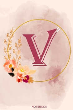 Paperback V Notebook: Journal Notebook with one Letter - White unique Softcover Design - Cute gift for Women and Girls - 6" x 9" Dot Grid - Book