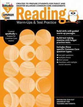 Paperback Common Core Reading: Warm-Ups and Test Practice Grade 3 Teacher Resource Book