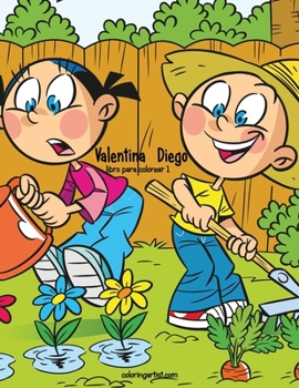 Paperback Valentina y Diego libro para colorear 1 [Spanish] Book
