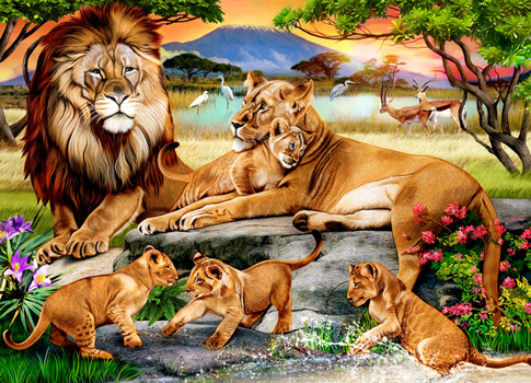 Misc. Supplies Lion's Family in the Savannah 1000-Piece Puzzle Book