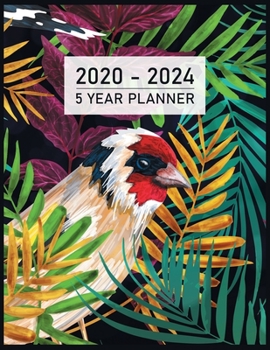 FIVE YEAR PLANNER: 2020-2024 Weekly Monthly Calendar I Tropical Bird Decoration Binding I 5 Years Appointments, Family Events, Log Book Business I ... I Motivational Journal I Christmas Gift
