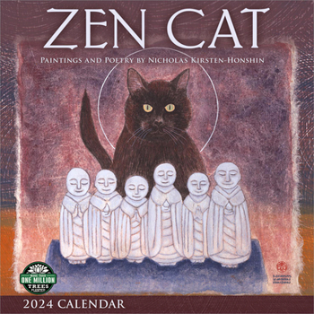 Paperback Zen Cat 2024 Wall Calendar: Meditational Art by Nicholas Kirsten-Honshin Book