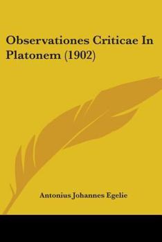 Paperback Observationes Criticae In Platonem (1902) Book