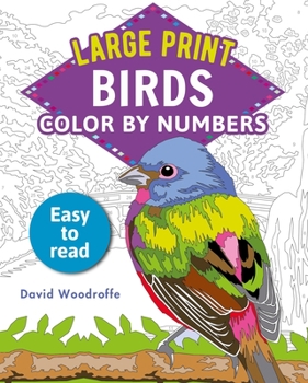 Paperback Large Print Color by Numbers Birds: Easy-To-Read Book