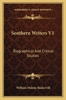 Paperback Southern Writers V1: Biographical And Critical Studies Book