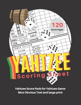 Paperback Yahtzee Scoring Sheet: V.30 Yahtzee Score Pads for Yahtzee Game Nice Obvious Text and Large Print Yahtzee Score Card 8.5*11 inch [Large Print] Book