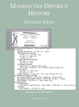 Hardcover Manhattan District History: General Index Book