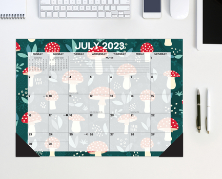 Calendar Mad for Mushrooms 2023-24 Academic 17 X 12 Small Monthly Deskpad Book