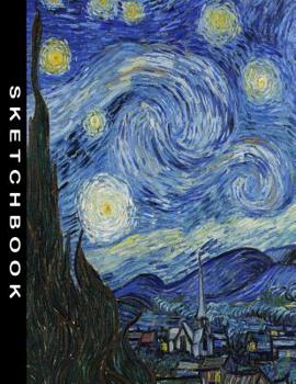 Paperback Sketchbook: The Starry Night by Vincent van Gogh Sketching Drawing Art Class School Book 8.5 x 11 with 110 Blank Pages Book