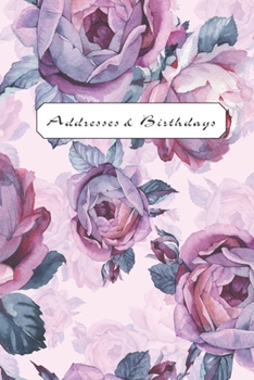 Paperback Addresses & Birthdays: Watercolor Old-Fashioned Purple Roses Book