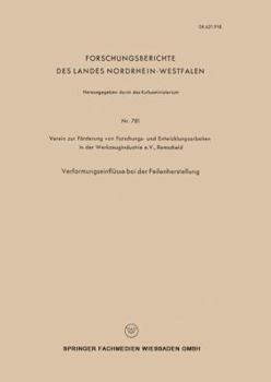Paperback Verformungseinflüsse Bei Der Feilenherstellung [German] Book