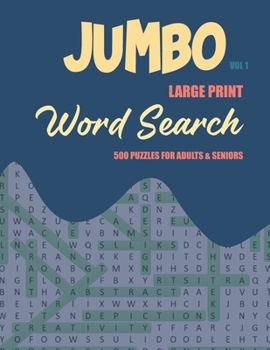 Paperback Jumbo Vol 1 Large Print WordSearch: 500 Puzzles for Adults & Seniro Book