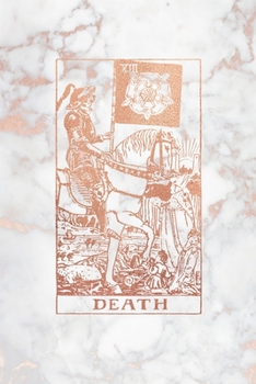 Paperback Death: Tarot Card Bullet Journal - 6 x 9 - Rose Gold Marble - Dot Grid Tarot Card Notebook Book