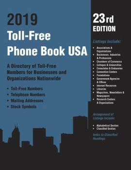 Paperback Toll-Free Phone Book USA 2019, 23rd Ed. Book