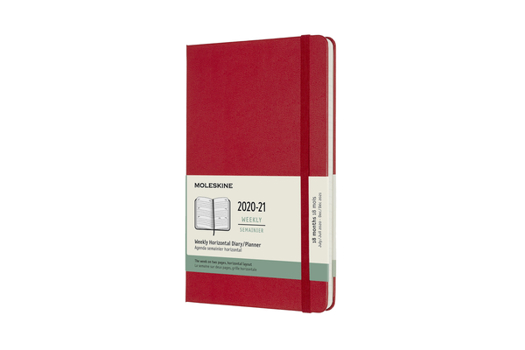 Calendar Moleskine 2020-21 Weekly Horizonal Planner, 18m, Large, Scarlet Red, Hard Cover (5 X 8.25) Book