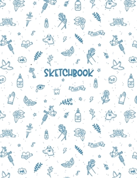 Sketchbook: Tattoo Art Sketch Pad for Tattoo Designs - 110 Blank Numbered Pages (55 Sheets) for Drawing, Doodling & Sketching - 8.5x11 Large