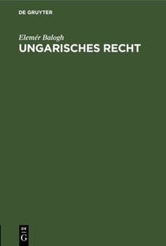 Hardcover Ungarisches Recht [German] Book