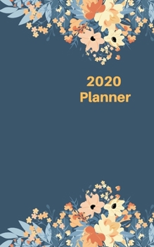 2020 Planner: 5x8  week to a page planner with 12 monthly planners. Lined paper pages after diary for all your notes. Perfect for general use, small ... Navy design with peach & orange flowers