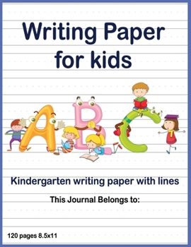 Paperback writing paper with lines for kids ABC: Dotted Lined - 120 pages 8.5x11 Handwriting Paper Book