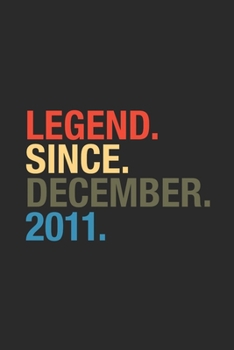 Legend Since December 2011: Blank Lined Notebook / Journal (6 X 9) –  8th Birthday Gift Idea for Women And Men