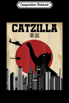 Composition Notebook: Vintage Catzilla Japanese Sunset Cat Kitten Lover Journal/Notebook Blank Lined Ruled 6x9 100 Pages
