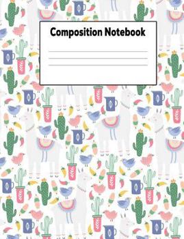 Paperback Composition Notebook: Llama Party College Ruled Lined Pages Book (7.44 X 9.69) Book