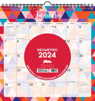 Calendar Geometric 2024 12 X 12 Spiral Wall Calendar Book