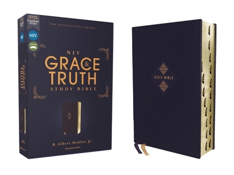 Imitation Leather Niv, the Grace and Truth Study Bible (Trustworthy and Practical Insights), Leathersoft, Navy, Red Letter, Thumb Indexed, Comfort Print Book