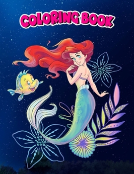 Paperback Coloring Book: The Little Mermaid Ariel and Flounder Sea, Children Coloring Book, 100 Pages to Color Book