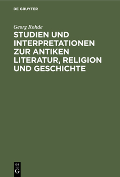 Hardcover Studien Und Interpretationen Zur Antiken Literatur, Religion Und Geschichte [German] Book