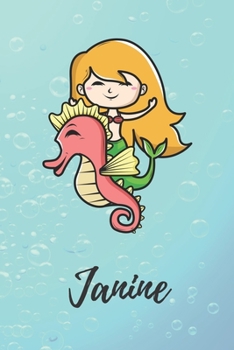 Janine: süßes personalisiertes Meerjungfrauen Schreibheft / Notizbuch / Tagebuch | viele Vornamen verfügbar | 100 Seiten liniert | Seepferdchen ... Vorname | Schwimmen (German Edition)